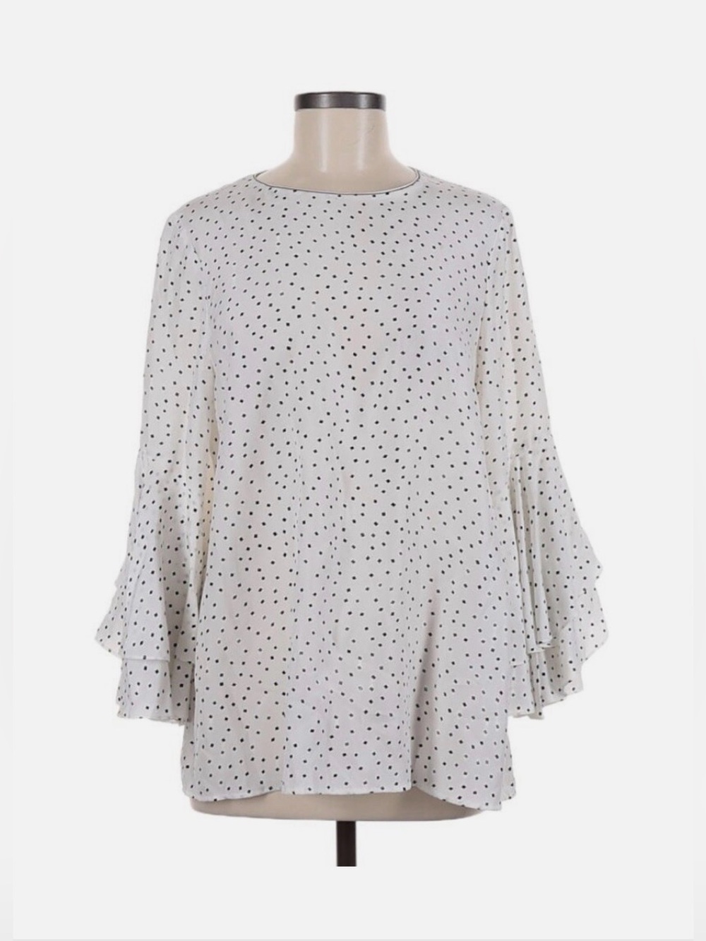 Lafayette 148 NY 100% Silk Geometric Print Bell Sleeve Blouse Top XL EUC